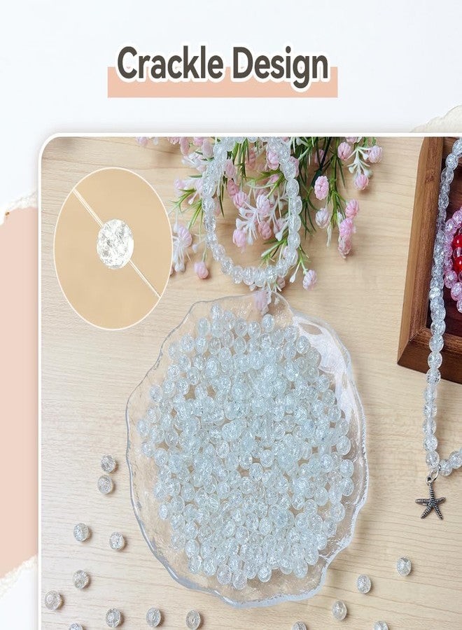 بامير تونج بامير تونغ، 400 قطعة، 8 مم، خرز زجاجي دائري للأساور، خرز ناعم فضفاض، مناسب للقلائد والأقراط وصناعة المجوهرات والحرف اليدوية (أبيض متشقق) - Image 4