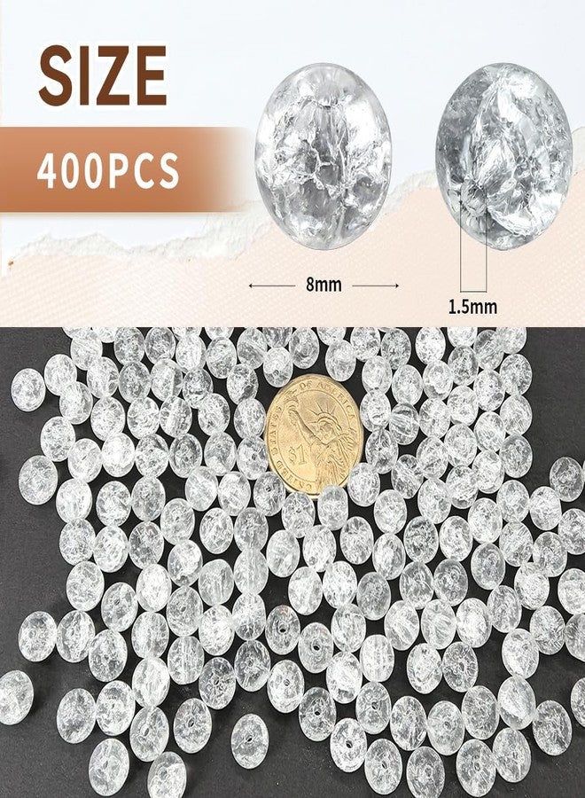 بامير تونج بامير تونغ، 400 قطعة، 8 مم، خرز زجاجي دائري للأساور، خرز ناعم فضفاض، مناسب للقلائد والأقراط وصناعة المجوهرات والحرف اليدوية (أبيض متشقق) - Image 3