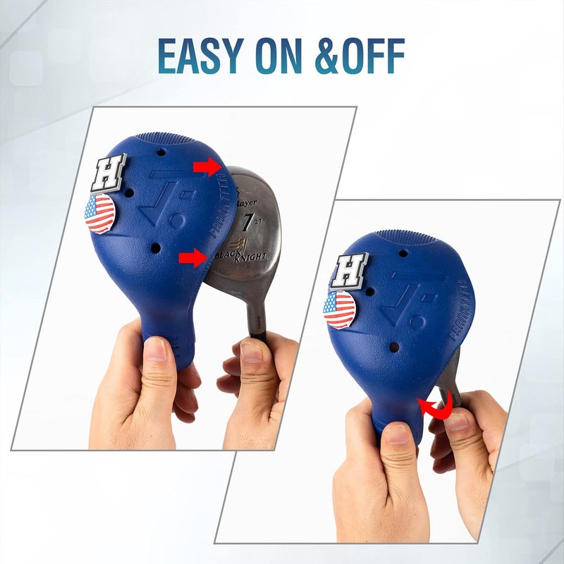 FRANKTECH Golf Head Covers, EVA Plastic Golf Club Covers for Driver Fairway Woods Hybrid, Driver Headcover with Pins, Fit All Right-Handed Golf Clubs, Easy On Off, Washable - Image 3