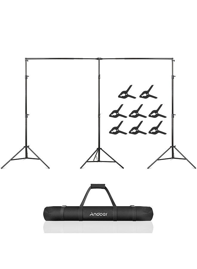 ANDOER 2.8*6M/ 9*20FT Studio Backdrop Stand Photography Backdrop Frame Adjustable Photography Background Support System Kit with 8pcs Backdrop Clamps + Carry Bag  - Image 1