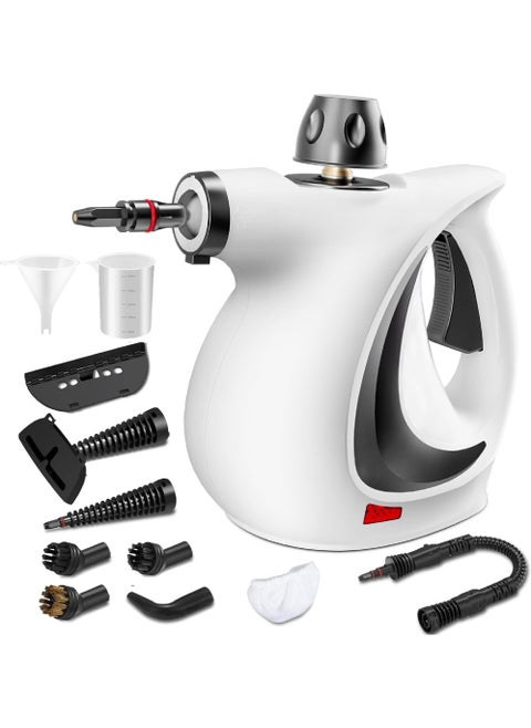 Handheld Steam Cleaner, Portable Steamer with Large Capacity,11-Piece Accessory Set for Floor, Car, Carpet, Upholstery, Couch, Tile, Windows Cleaning (Grey)