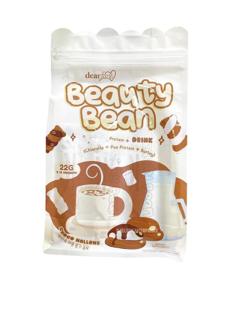 دير فيس مشروب بروتين الفاصولياء من Dear Face Beauty – مكمل غذائي لتعزيز البشرة والصحة (أكياس 22 جم/18 جم، عبوة من 10 قطع) - Image 1