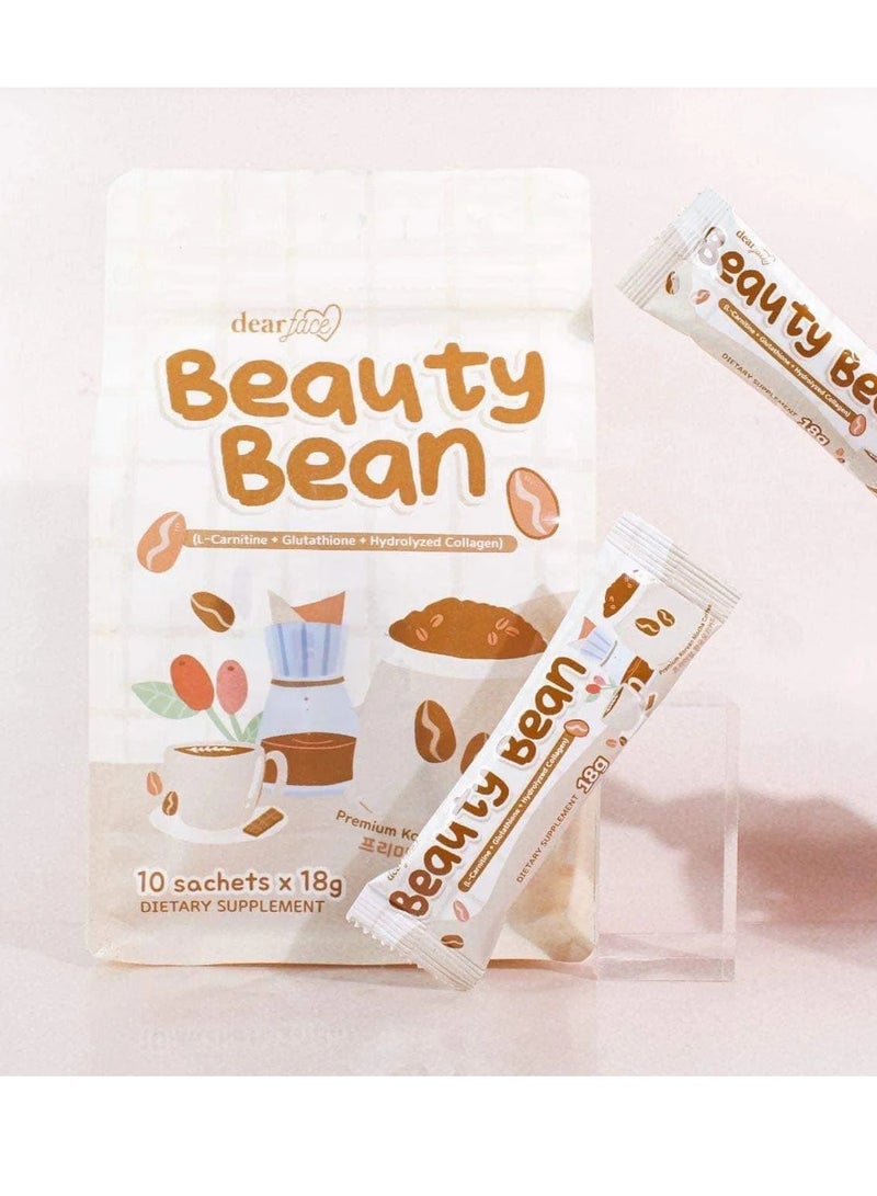 دير فيس مشروب بروتين الفاصولياء من Dear Face Beauty – مكمل غذائي لتعزيز البشرة والصحة (أكياس 22 جم/18 جم، عبوة من 10 قطع) - Image 2