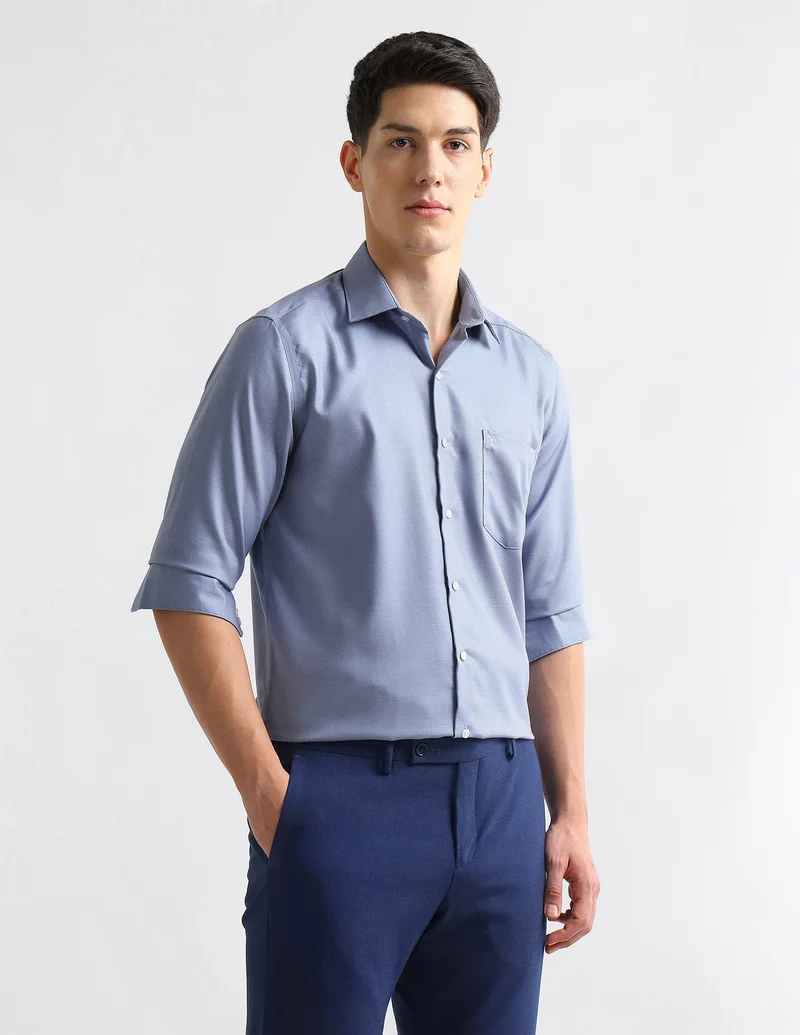 Arrow Blue Dobby Auto Press Shirt for Men | Best Price UAE