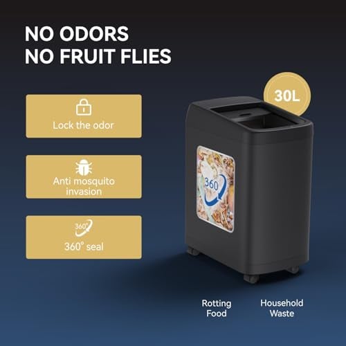 ELLO&ALLO Garbage Can Motion Sensor Trash Can 13 Gallon for Kitchen with Roll Up Lid, Automatic Touch Free High-Capacity with Wheels Black Waste Bin - Image 2