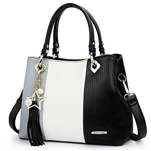 Pomelo Best Purses and Handbags for Women with Multiple Pockets, Leather Top Handle Satchel Fashion Tote Shoulder Bags for Ladies, Spring Pretty Color Combination - Image 1