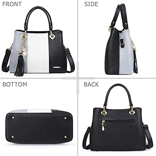 Pomelo Best Purses and Handbags for Women with Multiple Pockets, Leather Top Handle Satchel Fashion Tote Shoulder Bags for Ladies, Spring Pretty Color Combination - Image 2