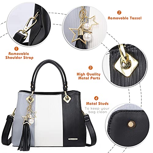 Pomelo Best Purses and Handbags for Women with Multiple Pockets, Leather Top Handle Satchel Fashion Tote Shoulder Bags for Ladies, Spring Pretty Color Combination - Image 3