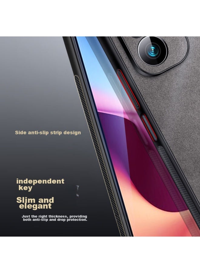 Shangsu, Suitable For Redmi K40 Phone Case, Redmi K40pro Protective Cover, Shockproof, Full Lens Protection, Soft Shell, Simple Luxury, Lambskin Silicone Outer Case, For Women And Men, Leather Case, Black - Image 3