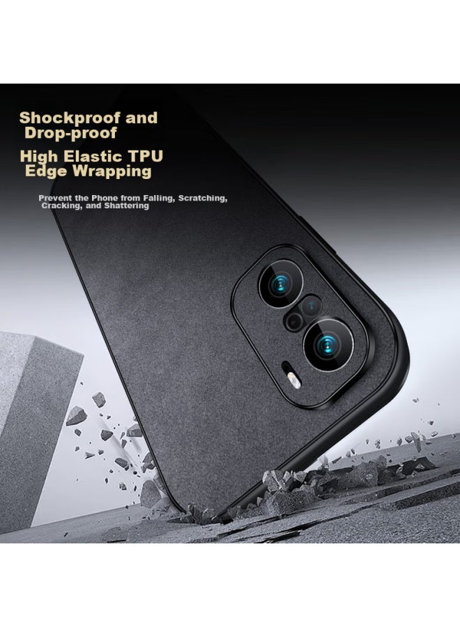 Shangsu, Suitable For Redmi K40 Phone Case, Redmi K40pro Protective Cover, Shockproof, Full Lens Protection, Soft Shell, Simple Luxury, Lambskin Silicone Outer Case, For Women And Men, Leather Case, Black - Image 4