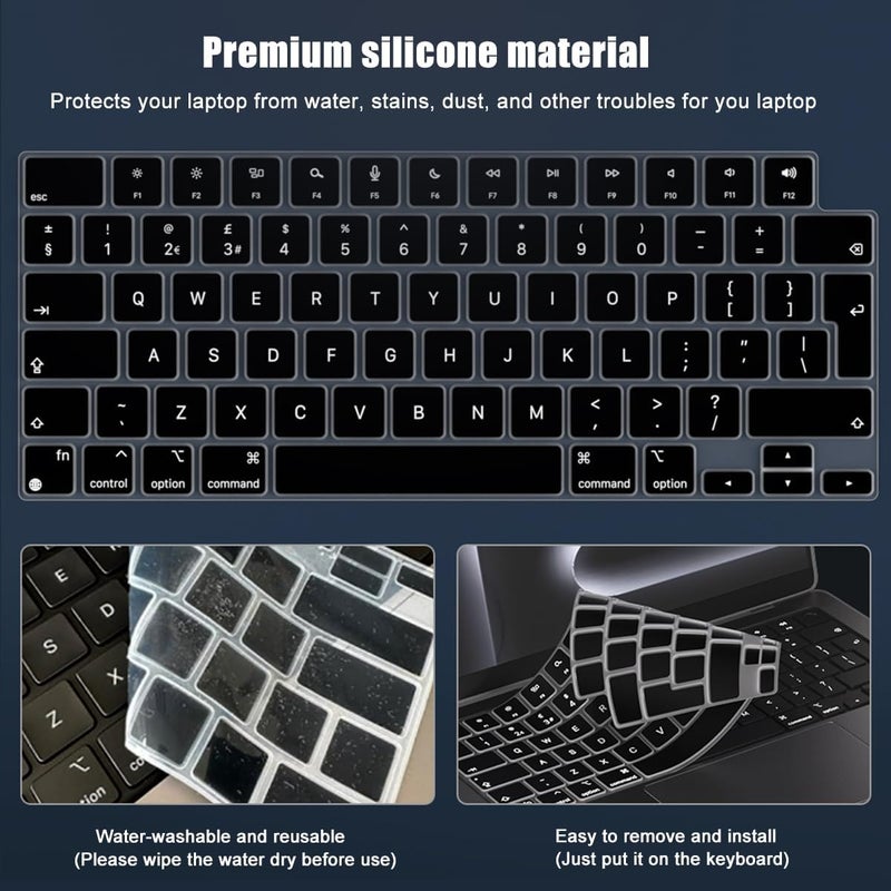 MasiBloom غطاء لوحة المفاتيح لجهاز MacBook مقاس 14 و16 بوصة مع شريحة M4 M3 M2 M1 Pro/Max موديلات 2024-2021 A3112 A3185 A3401 A3186 A3403 تخطيط المملكة المتحدة/الاتحاد الأوروبي ملحقات حماية (سيليكون إنجليزي) - Image 4