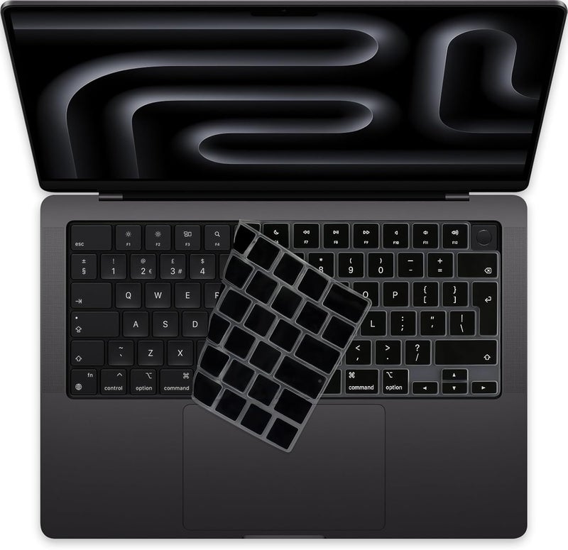 MasiBloom غطاء لوحة المفاتيح لجهاز MacBook مقاس 14 و16 بوصة مع شريحة M4 M3 M2 M1 Pro/Max موديلات 2024-2021 A3112 A3185 A3401 A3186 A3403 تخطيط المملكة المتحدة/الاتحاد الأوروبي ملحقات حماية (سيليكون إنجليزي) - Image 1