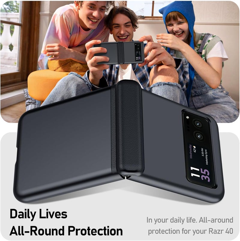 Excefore Case For Motorola Moto Razr 2023, Ultra Thin Matte Pc Shockproof Phone Cover Smartphone Case, Full Body Cover & Magnetic Hinge Protectio, Case For Moto Razr 2023, Moto Razr40, Black - Image 3