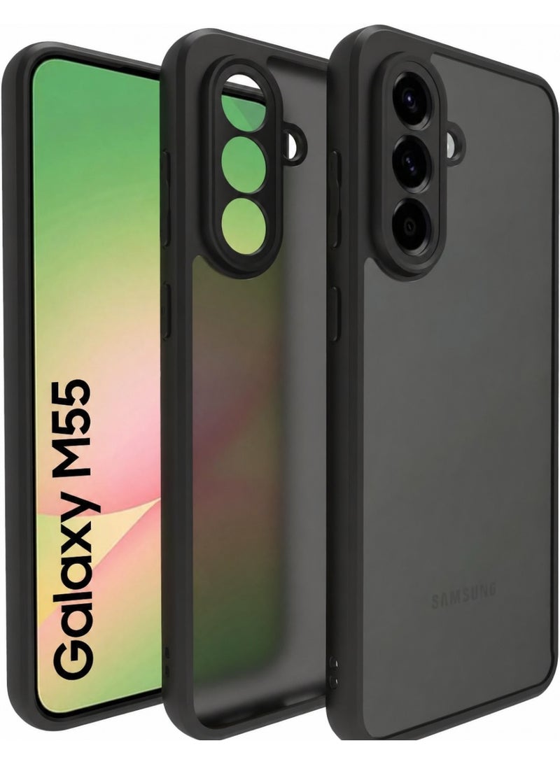 جراب حمايه اسود مط غير لامع ومقاوم للصدمات متوافق مع Samsung Galaxy M55 (أسود ) - Image 1