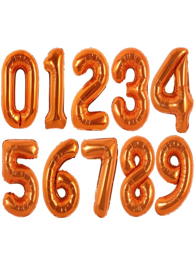 TONIFUL Number Balloons 16 Inch Orange 0-9 Number Mylar Foil Balloons 10 Pcs Custom digitalal Balloons for Birthday Party Engagement Graduations Anniversary Baby Shower Decorations Party Supplies - Image 1