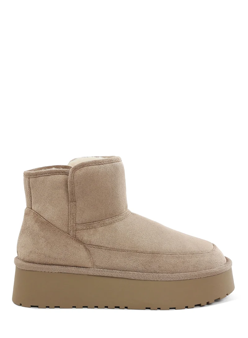 London Rag Women's Chunky Platform Winter Boots in Taupe