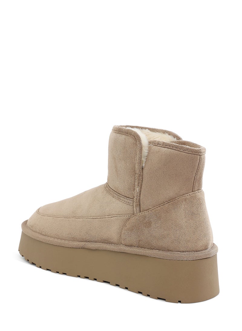 لندن راج أحذية شتوية نسائية من لندن راغ ذات نعل سميك ومنصة سميكة باللون البيج - Image 3