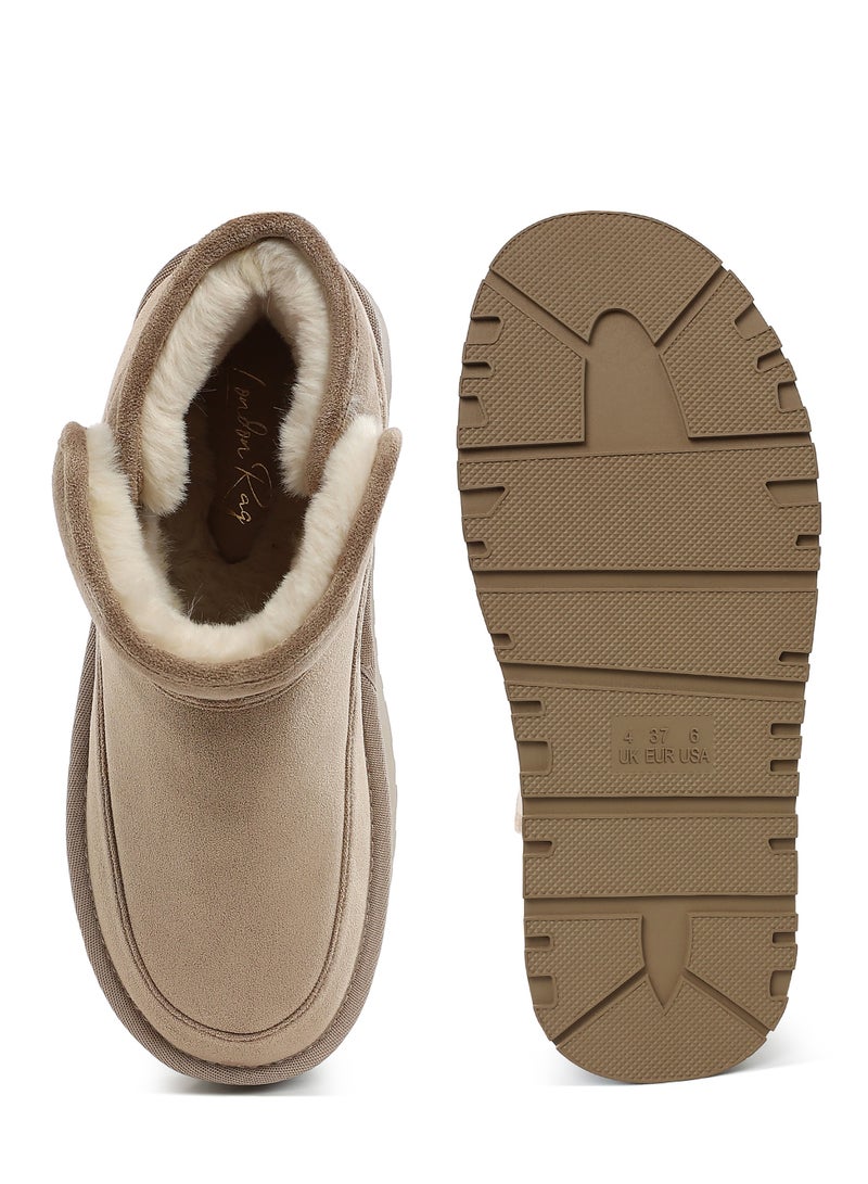 لندن راج أحذية شتوية نسائية من لندن راغ ذات نعل سميك ومنصة سميكة باللون البيج - Image 4