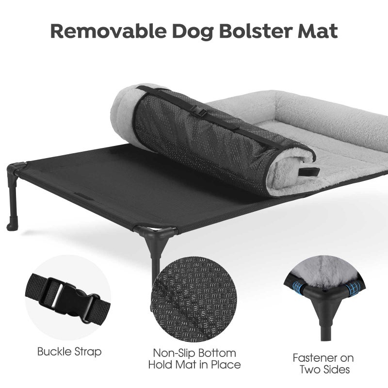 Veehoo Orthopedic Elevated Dog Bed with Fluffy Plush Bolster Cushion, Indoor Raised Dog Beds for Large Dogs, Soft Pet Sofa Cot with Removable Washable Mat, No-Slip Feet, 42 x 30 inches, Grey - Image 4