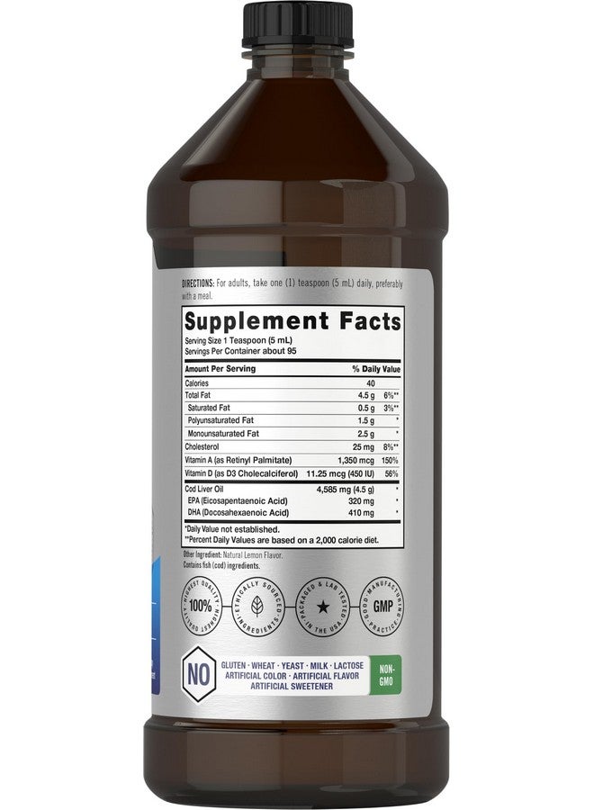 Horbäach Arctic Cod Liver Oil with EPA/DHA | 2 x 16 fl oz | Natural Lemon Flavor | Non-GMO & Gluten Free Liquid Supplement - Image 2