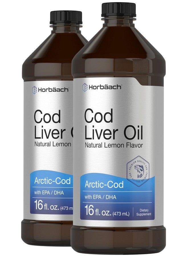 Horbäach Arctic Cod Liver Oil with EPA/DHA | 2 x 16 fl oz | Natural Lemon Flavor | Non-GMO & Gluten Free Liquid Supplement - Image 1