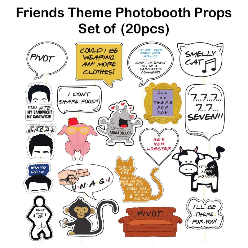 Festiko® Friends Birthday Party Decorations- Friends Party Decorations,Birthday Party Supplies,20 Pcs Photobooth Props - Image 2