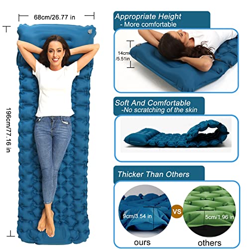 covacure Sleeping Pad for Camping - Ultralight Self-Inflating Camping Pad Mat with Built-in Foot Pump, Durable & Waterproof Camping Air Mattress for Hiking - Image 4