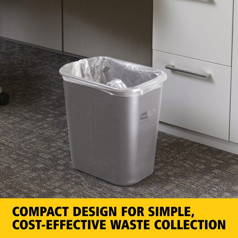 Rubbermaid Commercial Products سلة مهملات/قمامة من منتجات روبرمايد التجارية، سعة 7 جالون/28 كوارت، رمادي، بلاستيك، لغرفة النوم/الحمام/المكتب، تناسب تحت المكتب/الحوض/الخزانة - Image 2