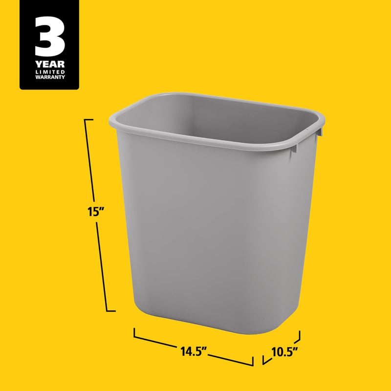 Rubbermaid Commercial Products سلة مهملات/قمامة من منتجات روبرمايد التجارية، سعة 7 جالون/28 كوارت، رمادي، بلاستيك، لغرفة النوم/الحمام/المكتب، تناسب تحت المكتب/الحوض/الخزانة - Image 5
