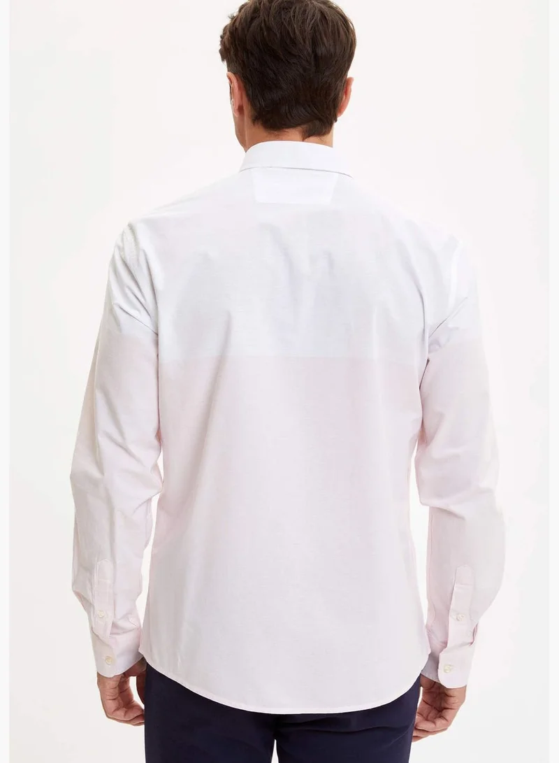 DeFacto Man Woven Top Modern Fit Buttondown Polo Neck Long Sleeve Shirt