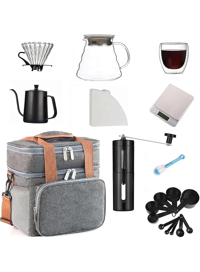 erorex V60 Coffee Maker Set 10 Pcs Pour Over Coffee Maker Set Drip Coffee Maker Kit With Portable Handbag Specialty Coffee Tools Set Handbag Style - Image 1