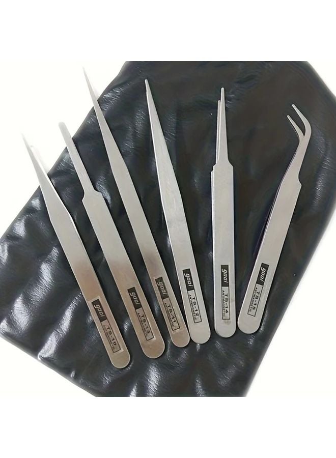 6Pcs Precision Tweezers Set Straight And Curved For DIY Jewelry Making - Image 1