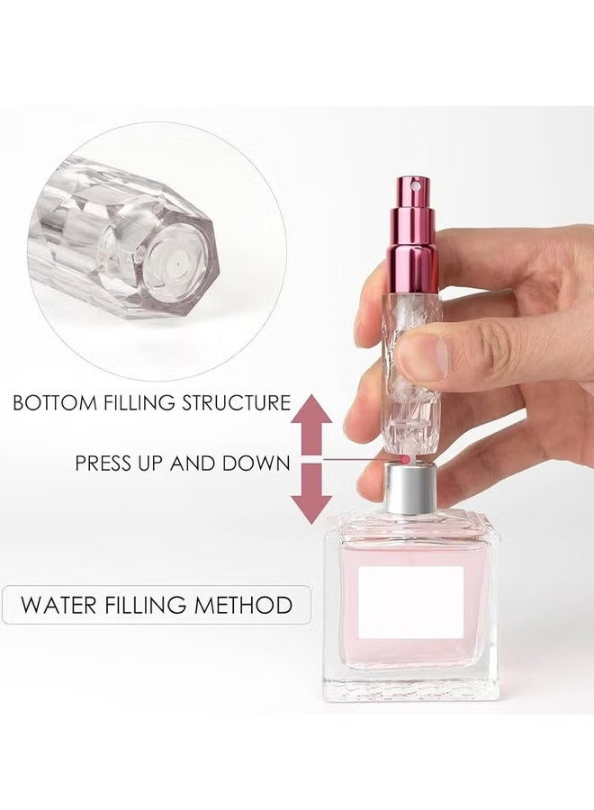 اتش واي 4 قطع 5 مل رذاذ عطر قابل لإعادة التعبئة بتصميم ماسي ، زجاجات رذاذ سفر محمولة - Image 4