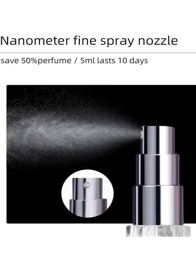 اتش واي 4 قطع 5 مل رذاذ عطر قابل لإعادة التعبئة بتصميم ماسي ، زجاجات رذاذ سفر محمولة - Image 5
