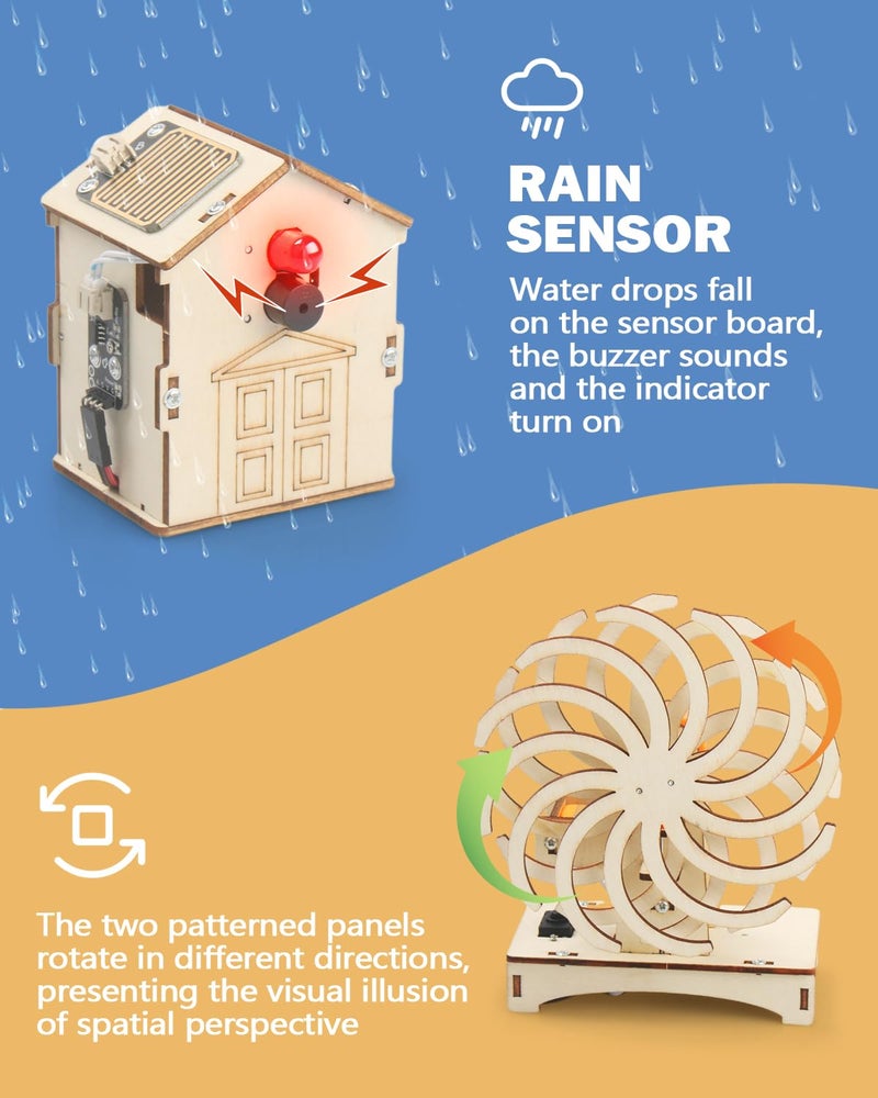 Poraxy 6 in 1 STEM Toys for Kids Ages 8-12, STEM Kits, 3D Wooden Puzzles, Educational Science Projects Building Model Kits, Birthday Gifts for Boys and Girls Ages 7 8 9 10 11 12 13 Years Old - Image 3