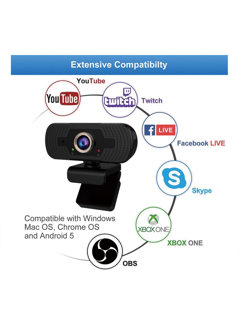HaDoii Webcam With Cover, Microphone & Streaming Function – Computer Web Camera For Cam Video Recording On PC & Desktop Work - Image 3