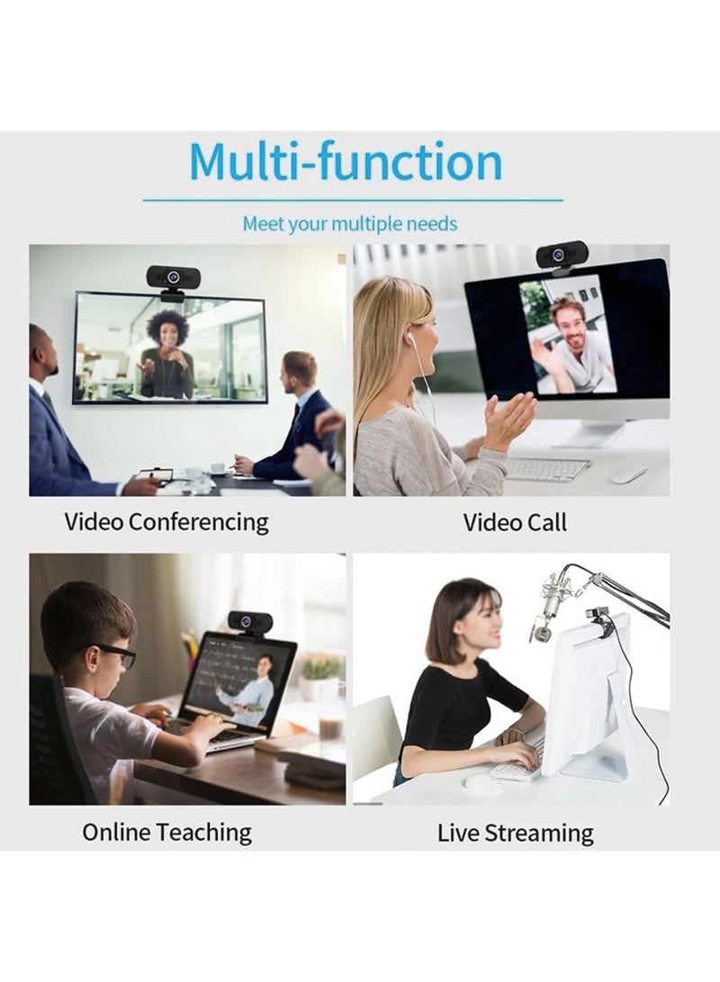 HaDoii Webcam With Cover, Microphone & Streaming Function – Computer Web Camera For Cam Video Recording On PC & Desktop Work - Image 4