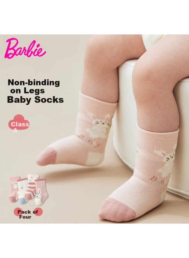 Barbie Baby Socks Spring And Autumn Girls Cotton Socks 0-6 Months Seamless Socks 1-3 Years Newborn Mid-calf Winter Socks - Image 1