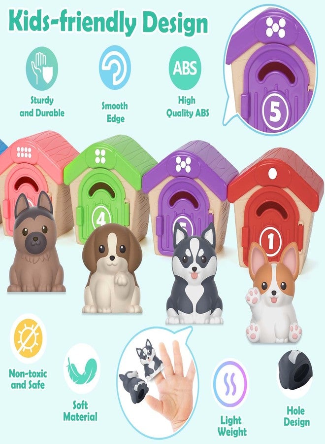 Aigybobo Learning Toys for 1,2,3 Year Old, 20 Pcs Puppy Finger Puppets, Counting Skill, Color Matching, Christmas Birthday Easter Educational Gift for Baby Toddler Boys Girls Age 12-18 Months - Image 5