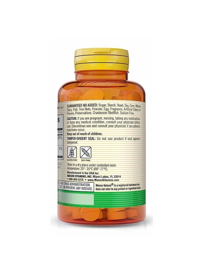 Mason Natural - Vitamin B12 250 mcg with Calcium - Healthy Conversion of Food into Energy, Supports Nerve Function and Health, 100 Tablets - Image 1