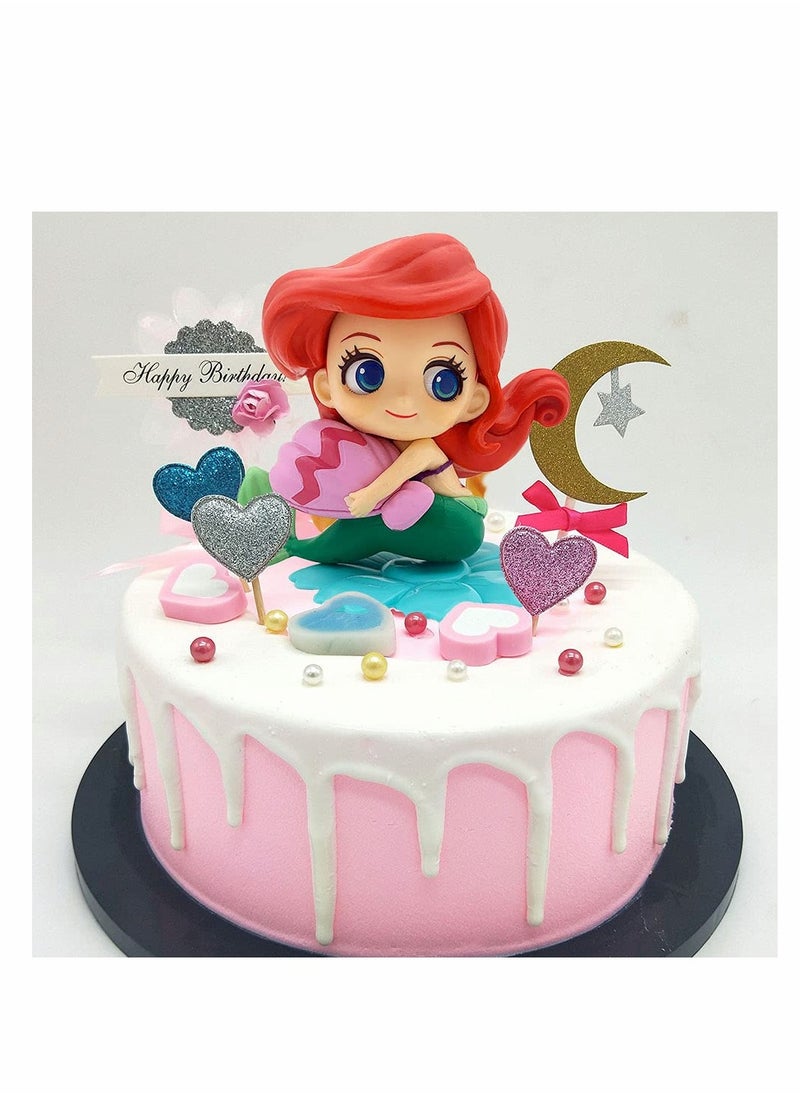 Excefore Mermaid Cake Topper Little Cute Mermaid Doll with Seashell for Under the Sea Cake Decorations, Theme Birthday Party, Baby Shower, Underwater Party  - Image 2