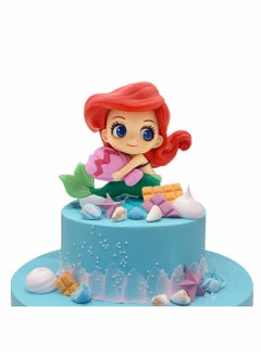 Excefore Mermaid Cake Topper Little Cute Mermaid Doll with Seashell for Under the Sea Cake Decorations, Theme Birthday Party, Baby Shower, Underwater Party  - Image 1
