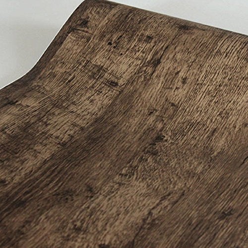 Yifely SimpleLife4U Retro Brown Wood Grain Contact Paper Self-Adhesive Shelf Drawer Liner Door Table Sticker 17.7 Inch - Image 1