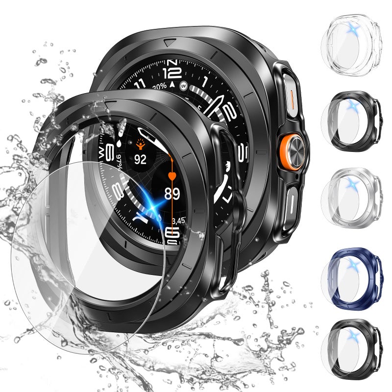 Tensea Multipack for Samsung Galaxy Watch Ultra 2025 / Galaxy Watch 7 Ultra 2024 47mm Accessories, Hard PC Bumper/HD Anti-Fog Tempered Glass Protective Film, Face Cover Set for Women Men - Image 1
