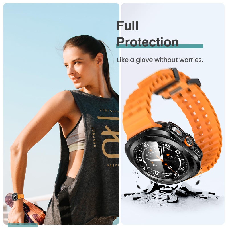 Tensea Multipack for Samsung Galaxy Watch Ultra 2025 / Galaxy Watch 7 Ultra 2024 47mm Accessories, Hard PC Bumper/HD Anti-Fog Tempered Glass Protective Film, Face Cover Set for Women Men - Image 5