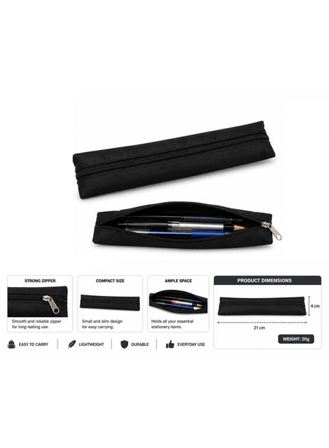 1-Piece Small Pencil Case With Zipper Closure Black