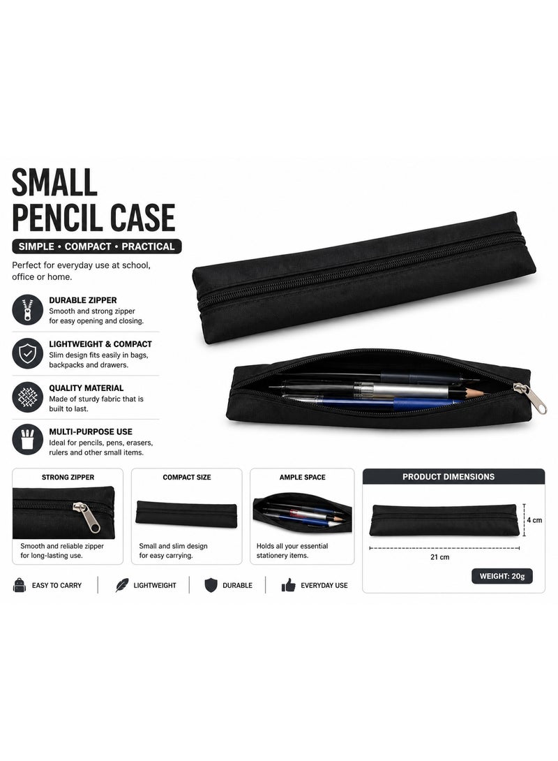 ATKET 1-Piece Small Pencil Case With Zipper Closure Black - Image 2