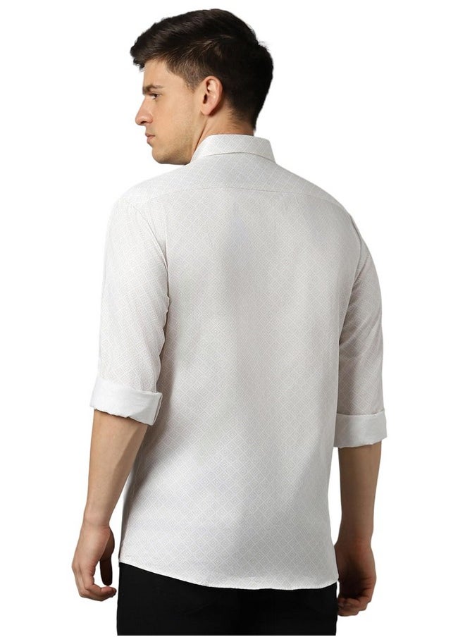 LOUIS PHILIPPE - Louis Philippe Men's Solid Slim Fit Shirt (LYSFFSLBQ95921_White - Image 1