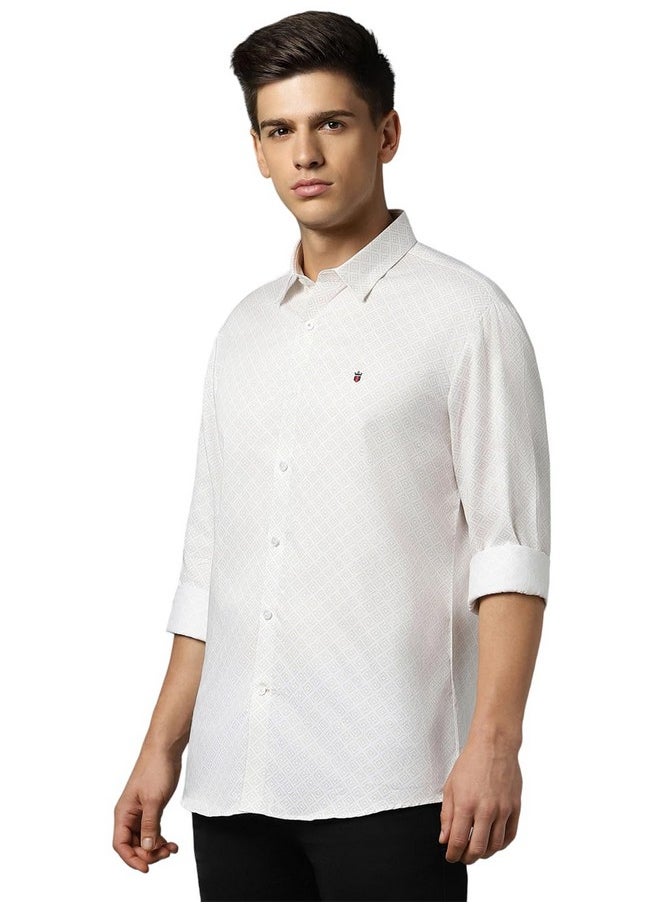 LOUIS PHILIPPE - Louis Philippe Men's Solid Slim Fit Shirt (LYSFFSLBQ95921_White - Image 1