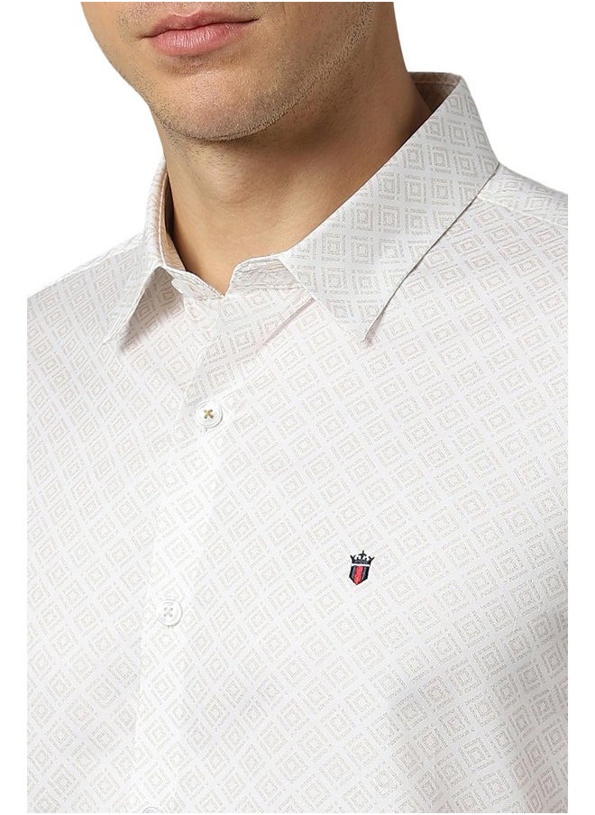 LOUIS PHILIPPE - Louis Philippe Men's Solid Slim Fit Shirt (LYSFFSLBQ95921_White - Image 1